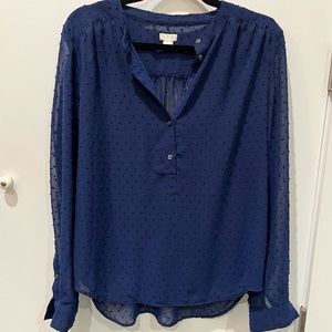 J. Crew Sheer Dotted Blouse Size Medium